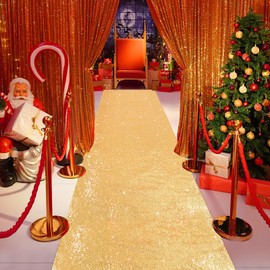 B-COOL Gold 4ftx20ft Sequin Runner for Wedding Ceremony