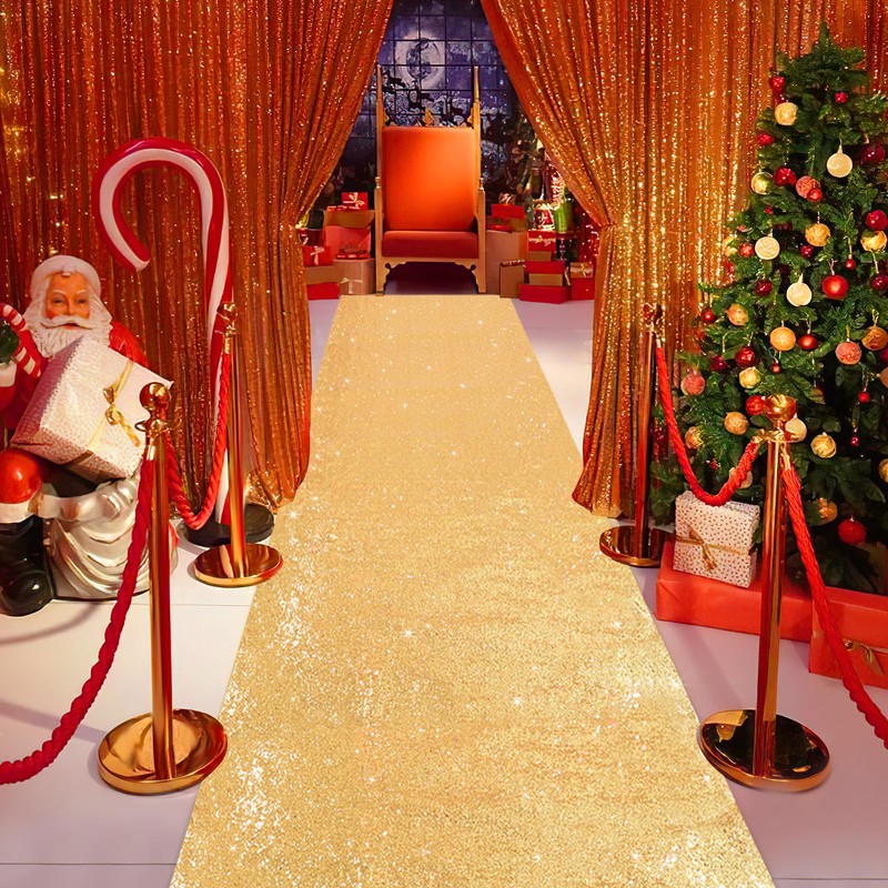 B-COOL Gold 4ftx20ft Sequin Runner for Wedding Ceremony