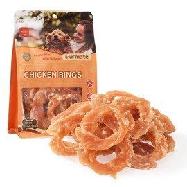 Furmate Dog Treats Chicken Jerky Rings, Natural Chicken Breast w/Taurine, Rawhide-Free High-Protein Long-Lasting Chewy Training & Rewards Dog Snacks for Small Medium Large Dogs,10.58 oz