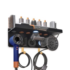 Wall Mount Holder Compatible for Dyson Hair Dryer Supersonic Nural Airwrap Hair Styler, Upgraded 2in1 Dyson Airwrap Holder Dyson Hair Dryer Holder for 5 Dyson Hair Dryer Attachments Chorten Nyima