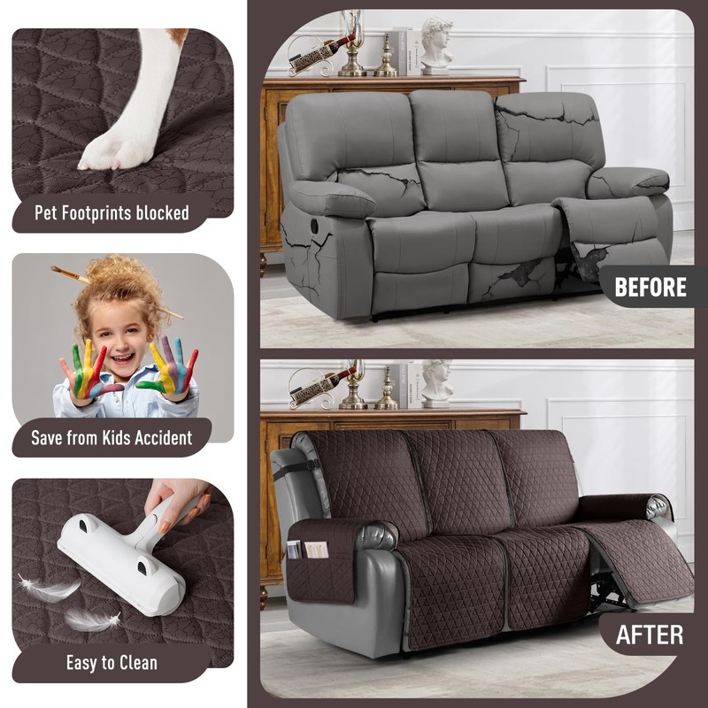 TAOCOCO 100% Waterproof Recliner Cover, Non-Slip Washable Reclining Couch Cover