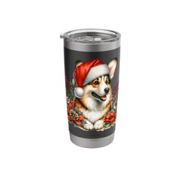 Christmas Pembroke Welsh Corgi Dog Watercolor Artwork Stainless Steel Insulated Tumbler
