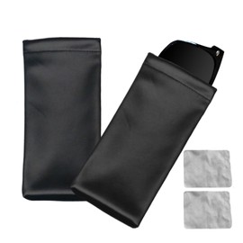 2Pcs Squeeze Glasses Case, Portable Leather Soft Sunglasses Case for Women Men Sunglasses Case (Black)