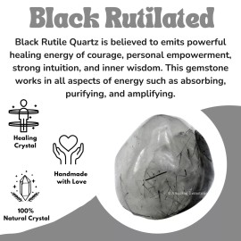 Black Rutilated Quartz Crystal Tumbled Stone Polished Rock DIY Crystal (1 Piece)