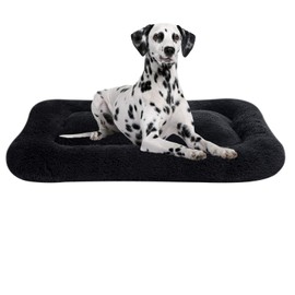 Coohom Deluxe Plush Dog Bed Pet Cushion Crate Mat,Fulffy Comfy Kennel Anti-Slip Washable Pad for Medium Large X-Large Dogs(X-Large, Black)