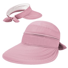 Durio Sun Hat for Women UV Protection Visor Hats Wide Brim Sun Hats Ponytail for Summer Beach Tennis Golf Garden Cameo Brown