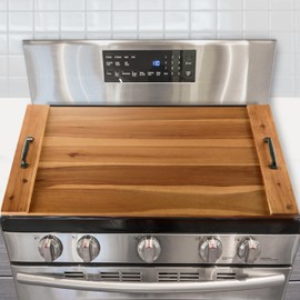 BLUEWEST Noodle Board Stove Cover, Acacia Wood Stove Top Board for Gas Burners and Electric Stove, Extra Thick Wooden RV Stovetop/Sink Cover - Tray for Kitchen Counter Space