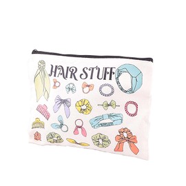 Febremdy Hair Accessories Cosmetic Bag Travel Organizer Canvas Pouch with Zipper (hair stuff)