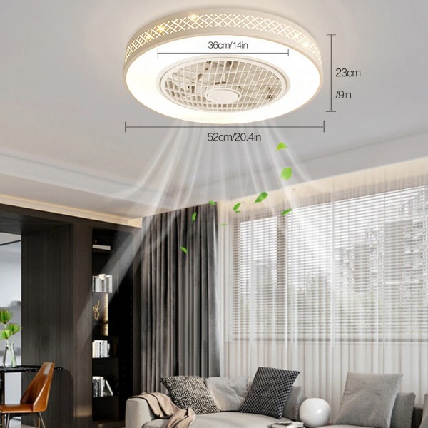 Modern 50cm Grid Ceiling Fan Light 30W 3 Speed Remote