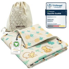 Windelbär Baby Blanket 100% Organic Cotton [GOTS & Oeko-Tex Certified] 1 Piece Cuddly Blanket Jungle 75 x 100 cm Baby First Equipment Newborn Crawling Blanket Summer Blanket Cuddly Blanket First