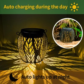 Outdoor Solar Lanterns for Patio Decor: IP65 Waterproof Leaves Solars Lantern Decorative for Pathway Walkway Garden (Leaves, 1)