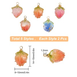 SUNNYCLUE 5 Colors Flower Folding Charm Flower Deco Parts Bud Charm Rose Earrings Flower Necklace Petal Earrings Resin Resin Japanese Style 3D Key Chain Choker Bracelet Charm Accessory Parts Basic
