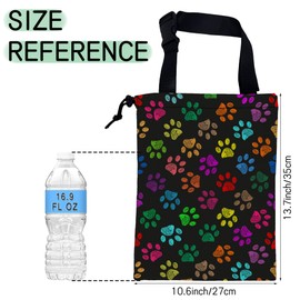 NHNXHWIA Colorful Paw Prints Car Trash Bag,Hanging Drawstring Car Garbage Bag,Waterproof Canvas Car Back Seat Organizer with Adjustable Buckle,for Vehicles,SUVs,Camping,Road Trips