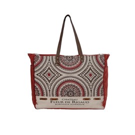 Myra Bag Western Leather Weekender Bag for Women, Upcycled Canvas Shoulder Bag - Fleur de Rigaud