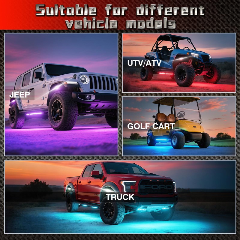 6 Pods Full Angle RGB LED Rock Lights for ATV