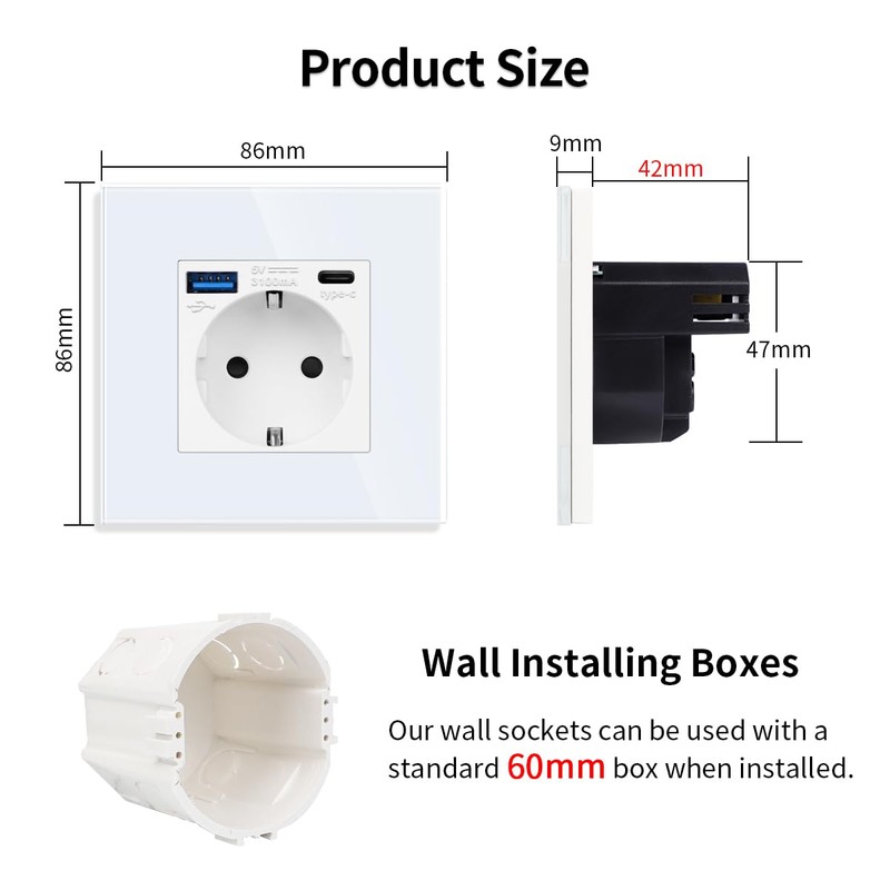 JIMEIDA Single Socket with USB 20 W Fast Charging White,