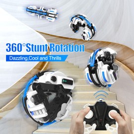 BAZADER RC Cars with LED Lights - Remote Control Car Snake 360° Roll Toys, Birthday for Kids Age 7 8 9 10 11+ Year Old, 2 Batteries 60+min, Indoor/Outdoor Toys for 6-12 yr Teen Boys