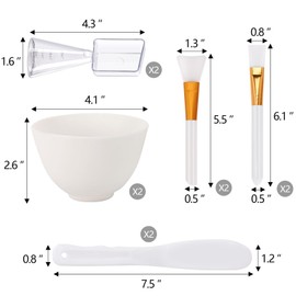Tecbeauty Face Mask Mixing Bowl Set, 10 Pcs DIY Facemask Mixing Tool Kit with Silicone Facial Mask Bowl Brushes Stick Spatula Measuring Cup (White)