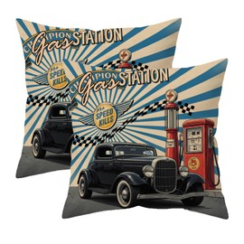 Doobicy Vintage Car Throw Pillow Covers 16x16 Set of 2