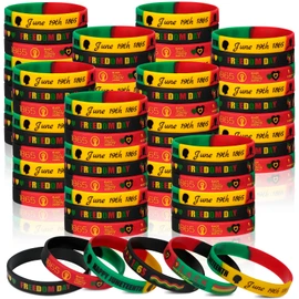 90 Pcs Happy Juneteenth Party Rubber Bracelets Black Freedom Day Patriotic Party Supplies Juneteenth Wristbands for African Juneteenth Independence Day Party Supplies Decorations Goodie Bag Stuffers