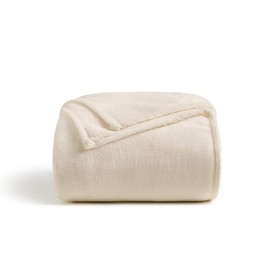 Cosy House Collection Everyday Plush Fleece Blanket - All Season Throw for Bed, Sofa, Couch - Warm, Lightweight, Soft, Fluffy Throw - Cream, Throw (127 x 152cm)