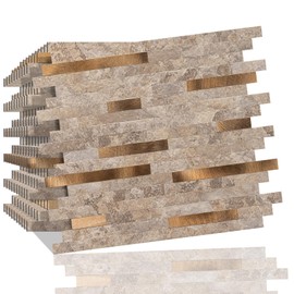 Bainley Peel and Stick Backsplash, 10-Sheet Peel and Stick Tiles PVC Wall Tile Stick on Backsplash for Kitchen