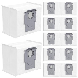 12 Pack Dust Bags for Roborock Q Revo, Q Revo S, S8 MaxV Ultra, S8 Max Ultra, Q Revo MaxV, 2.7L Large Capacity, Disposable Replacement Vacuum Bags Replacement Parts