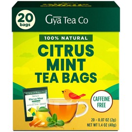 Gya Tea Co Citrus Mint Tea Bags (20 Bags) - Decaf Sweet with Honey & Lemon for All Day Comfort & Tranquility - Fruit & Herbal Tea Blends