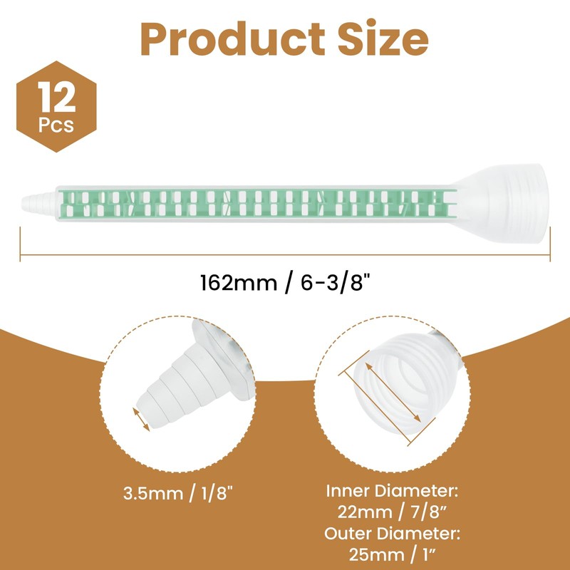 BaYiToo 12 Pcs Epoxy Mixing Nozzles, Static Mixing Tips for