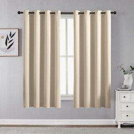 CUCRAF Light Beige Blackout Curtains 54 inch Length 2 Panels Set, Room Darkening Drapes for Living Room Bedroom, Thermal Insulated Light Blocking Grommet Window Curtain (W52 x L54 Inch)