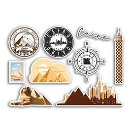 A5 Sticker Sheet Cairo Vinyl Stickers - City Landmarks Stamp Egypt Pyramid Holiday Travel #78508