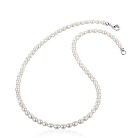 Nenalina 724007 Women's Pearl Necklace Made of Freshwater Pearls and Lobster Clasp Made of 925 Sterling Silver, Length 42-80 cm, freshwater pearls, Pearl