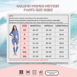 GoldFin Womens Wetsuit Pants 2mm for Diving Surfing Kayaking Swimming Water Aerobics in Cold Water (Women Pants, 3XL)