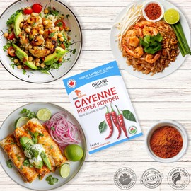 Organic Cayenne Pepper Powder 3oz (85g) - High in Capsaicin & Flavonoids, Raw from India, Robust Flavor Moderate Heat (32,000 SHU Heat) for Meat Rubs & Grilling
