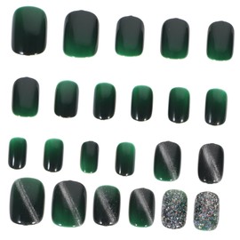 Mikinona Autumn Wearable Fake Nails Kit Short Cat of Stylish False Nails for Charming Manicure