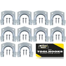 10Pack Wall Hooks for Garage Tool Storage, Tool Hanger Hooks Set, Ropes, Garden & Garage Tools Organizer, Wall Mount Garage Hooks