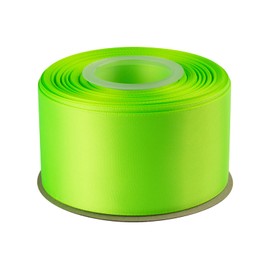 Double Faced Satin Ribbon, 50mm X 22M, Solid Polyester Craft Ribbon, Perfect for Gift Wrapping, Crafts, Wedding Party Ceremony Decoration, Floral Arrangement, Sewing (Key Lime)
