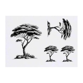 Azeeda 4 x 'Baum mit Gras' Temporäre Tattoos - Wasserfest, Hautfreundlich & Ungiftig · Transfers in Verschiedenen Größen (TO00078684)