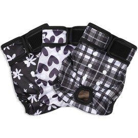 Female Dog Diapers - Premium Reusable Diapers for Doggie in Heat - Highly Absorbent for Pet Incontinence with Adjustable Snaps Black, S