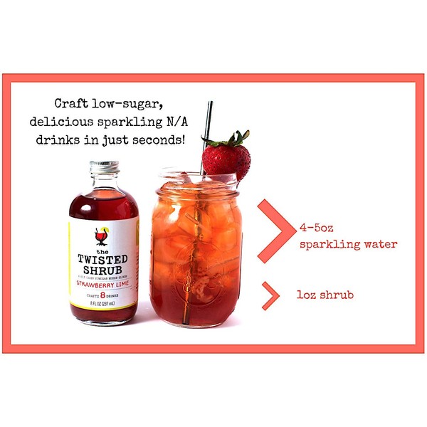 The Twisted Shrub | Strawberry Lime + Blueberry Lemon + Pineapple Habanero (Pack of 3) | Apple Cider Vinegar Drink Mixers for Healthier Sodas & Cocktails | 8oz bottles