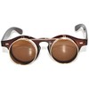Vintage Steampunk Circle Flip Up Sunglasses Brown Gold Frame Brown