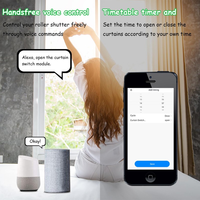 Wireless Switch Blind Switch Set with Remote Control, Electric Shutter