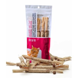 RYERCAT Silvervine Sticks for Cats - 100% Natural Cat Chew Toy for Aggressive Chewers and Kitten Teething - Pet Friendly, Smooth Finish, Irresistible Taste and Smell (5 Pack)