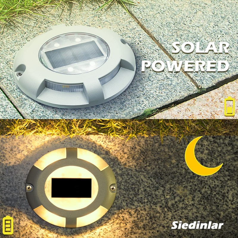 SIEDiNLAR Solar Deck Lights Driveway Dock LED Light Solar Powered