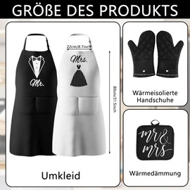 Mr. & Mrs Schürze, Hochzeitsgeschenke für Brautpaar, Hochzeitsgeschenk Lustig, Paare Geschenk Schürze, Verstellbare Paar Schürzen mit 2 Taschen, Geschenk für Hochzeit, Valentinstag, Weihnachten