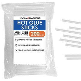 Innovative Haus Mini Hot Glue Sticks (200 Pack) - Fits Mini Glue Guns, 4" x 0.27" - Craft, Bond, Create on Wood, Metal, Glass and More - Transparent, Strong and Quick-Drying