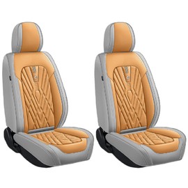 ANKIV Premium PU Leatherette Car Seat Cover Set Custom Fit for Lincoln Aviator 2003-2005 2020-2023 Water-Proof Breathable Faux Leather Seat Cushion Protectors (Full Set 5 Seats,Orange Grey)