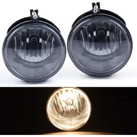 CNNELL Smoke Lens Compatible with Chrysler Aspen 300 SRT8 Durango 07-09 / Jeep Commander 06-10 /Jeep Grand Cherokee 05-10 / Mitsubishi Raider 06-08 Fog Lights with H10 12V 42W Lamp Bulb