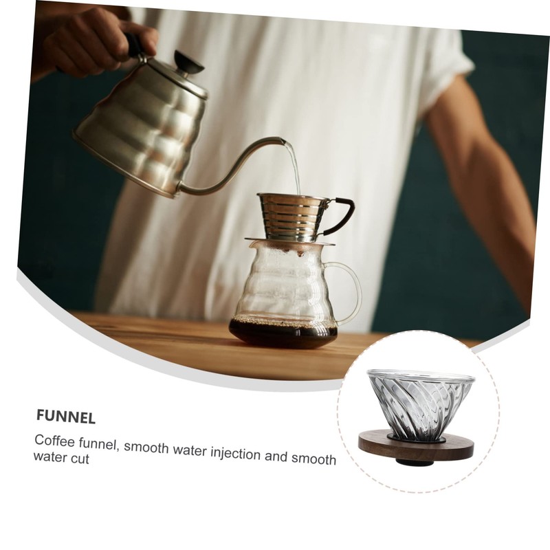 Gatuida 1Pc Smoke Grey Glass Coffee Pot with Walnut Base