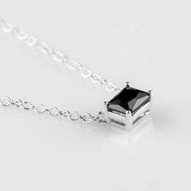 Synthetic Black onyx Rectangle Pendant Necklace, Crystals Pendant, Energy Healing Crystals Birthstone Jewelry, 16 + 2 Inch Silver Plated Adjustable Chain